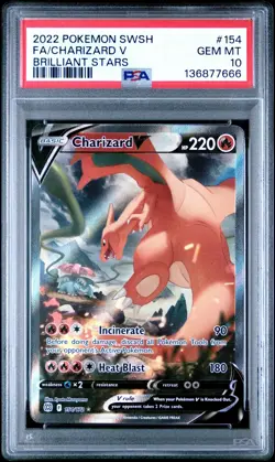 Pokemon TCG Charizard V 154/172 Brilliant Stars Alternate Full Art PSA 10 - Image 1