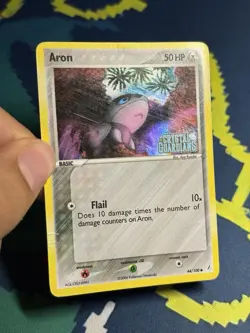 Aron 44/100 Reverse Holo Ex Crystal Guardians Pokemon Card Stamped MP - Image 3