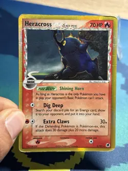 Heracross Delta Species Holo Rare Ex Dragon Frontiers 3/101 Pokemon Card DMG - Image 3