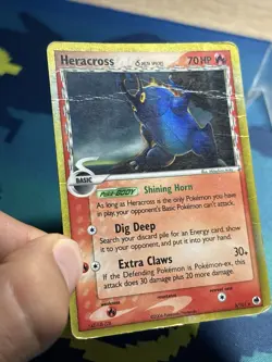 Heracross Delta Species Holo Rare Ex Dragon Frontiers 3/101 Pokemon Card DMG - Image 4