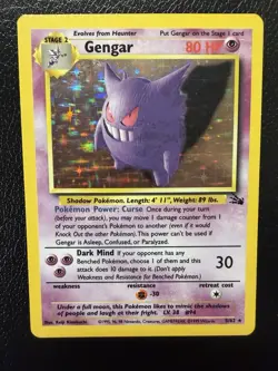 Pokemon TCG Gengar Fossil Holo Card 5/62 Unlimited Rare LP/MP - Image 2