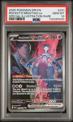 2025 POKEMON DRI EN-DESTINED RIVALS #231 TEAM ROCKET'S MEWTWO EX PSA 10 - Image 1
