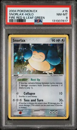 2004 POKEMON EX FIRE RED & LEAF GREEN #15 SNORLAX-HOLO PSA 8 - Image 1