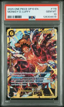 2025 One Piece Op10 Monkey D Luffy Op10-118 Secret PSA 10 - Image 1