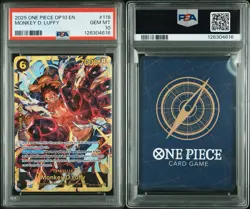 2025 One Piece Op10 Monkey D Luffy Op10-118 Secret PSA 10 - Image 3