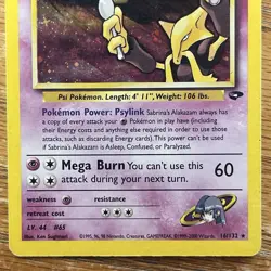Sabrina’s Alakazam 16/132 2000 Gym Challenge Holo Pokemon Card Vintage WotC - Image 4