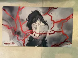 MTG - MagicCon Las Vegas 2025 Exclusive Peach Momoko Lightning Bolt Foil Playmat - Image 1