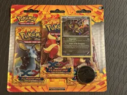 POKEMON XY Original 2014 3-Pack FLASHFIRE Blister Booster with HAXORUS SEALED - Image 1
