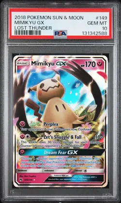 2018 Pokemon Sun & Moon Lost Thunder #149 Mimikyu Gx PSA 10 - Image 1