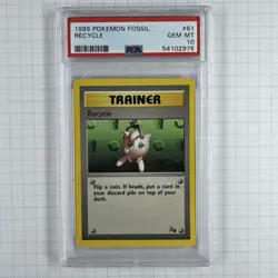 1999 Pokemon Fossil Recycle PSA 10 Gem Mint #61 Graded - Image 1