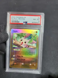 2003 Pokemon EX Dragon Plusle Reverse Holo Rare Graded Card PSA 8 NM-MT Pokemon - Image 1