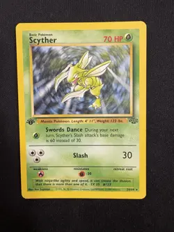 Pokemon Scyther Jungle 26/64 1st Edition Non-Holo English 1999 TCG WOTC Card LP - Image 1