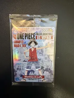 Monkey.D.Luffy P-055 One Piece College Basketball US Voyage Promo Card *SEALED* - Image 1