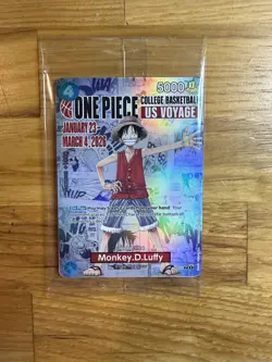 One Piece Monkey.D.Luffy College Basketball US Voyage Promo Card Sealed Rutgers - Image 1