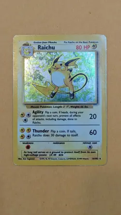 Raichu 14/102 Base Set Holo Pokemon TCG Unlimited Holo Rare WOTC LP - Image 1