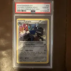2016 POKEMON XY FATES COLLIDE COSMOS-2017 KNOCK OUT COLL #63 LUCARIO-HOLO PSA 10 - Image 1