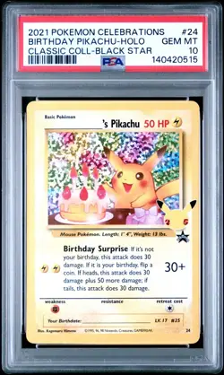 PSA 10 Pokemon Birthday Pikachu Celebrations Classic Collection - Image 1