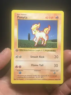 Pokemon TCG Ponyta 060/102 Base Set (Shadowless) 1st Edition LP/NM - Image 1