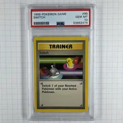 1999 Trainer Switch PSA 10 Gem Mint Pokemon Game Base Set #95 - Image 1