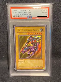 Yugioh Gaia the Fierce Knight LOB-E004 1st edition PSA 9 Europe MINT - Image 1