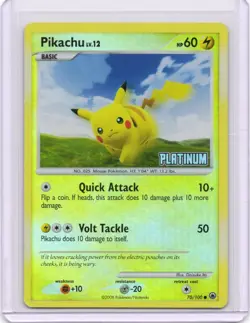 Pokemon 2008 Pikachu Reverse Holo Platinum Stamped Pokemon Card 70/100(LP) - Image 1