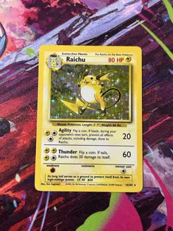 Pokemon TCG Raichu Base Set Holo Unlimited Rare Card 14/102 - Image 1