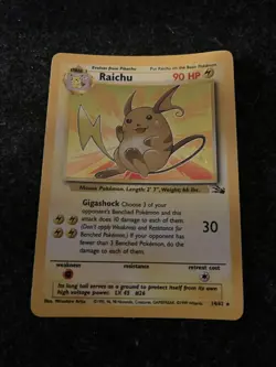Pokemon TCG Raichu 14/62 Fossil Holo Card 1999 Lp - Image 1