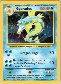 Pokemon TCG: 1999 Gyarados 6/102 Base Set Holo Rare - Image 1
