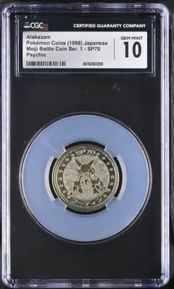 1998 Alakazam Meiji Battle Coin Pokemon CGC 10 - Image 1