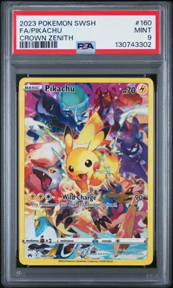 PSA 9 Pokemon Pikachu Crown Zenith Secret Rare 160/159 Alt Full Art SWSH 2023 MT - Image 1