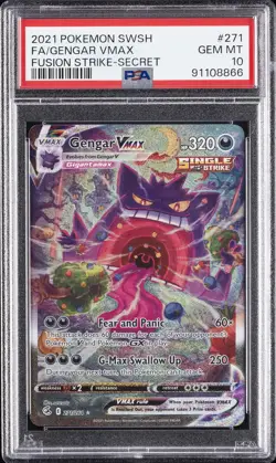 2021 POKEMON SWORD & SHIELD FUSION STRIKE SECRET FULL ART/GENGAR VMAX PSA 10 - Image 1