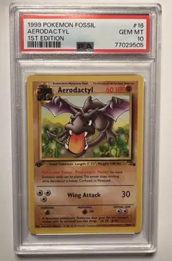 1999 Pokemon Fossil AERODACTYL #16 1st Edition English PSA 10 Gem Mint! Rare! - Image 1