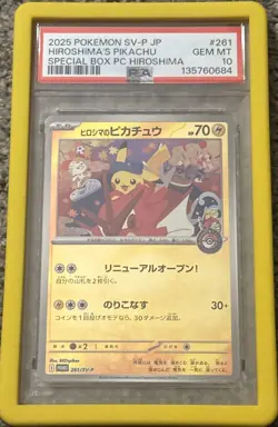 PSA 10 GEM MINT Pokemon Hiroshima’s Pikachu SV-P #261 Japanese Promo With Guard - Image 1