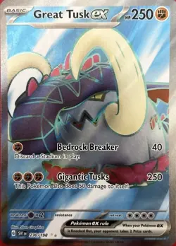 Pokemon TCG Great Tusk EX Scarlet Violet Holo Ultra Rare Card 230/198 Full Art - Image 1