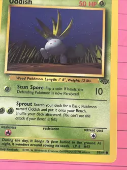 Oddish 58/64 Jungle Unlimited WOTC Pokemon Card Near Mint - Mint - Image 3