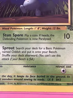 Oddish 58/64 Jungle Unlimited WOTC Pokemon Card Near Mint - Mint - Image 4
