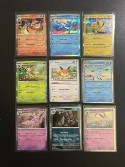9 Prismatic Evolutions Complete Eeveelution Holo Pokemon Card Set Eevee PTCG NM - Image 1