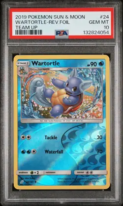 2019 POKEMON SUN & MOON TEAM UP #24 WARTORTLE-REVERSE FOIL PSA 10 - Image 1