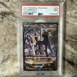 2021 POKEMON JPN SWORD & SHIELD VMAX CLIMAX #244 FULL ART/UMBREON V PSA MINT 9 - Image 1