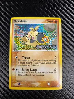 Makuhita 65/107 Reverse Holo Common EX Deoxys Stamped Pokemon Card 2005 LP/NM - Image 1