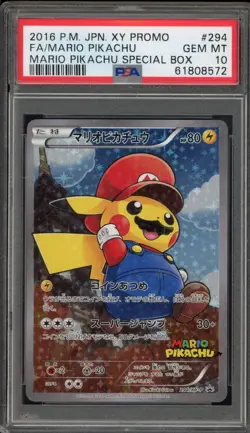 Pokemon Mario Pikachu Special Bx. JPN FA Promo 294/XY-P CHIPPED CORNER PSA 10 - Image 1