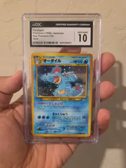 Feraligatr Pokemon 1999 Japanese Neo Premium File Holo VINTAGE CGC 10 Mint - Image 1