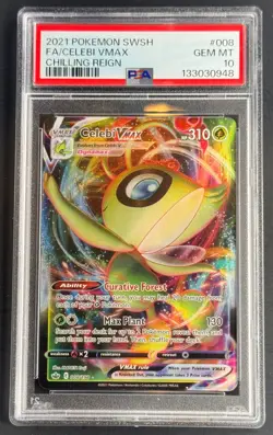 2021 Pokemon SWSH Chilling Reign CELEBI VMAX #008/198 Full Art GEM MINT PSA 10 - Image 1