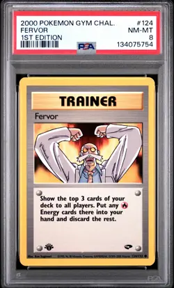 2000 Pokemon Gym Challenge #124 Fervor 1st Edition PSA 8 NM-MT - Image 1