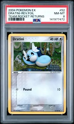 2004 Pokemon EX Team Rocket Returns Dratini Reverse Holo #52 PSA 8 - Image 1