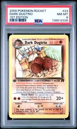 2000 Pokemon Team Rocket 1st Edition Dark Dugtrio 23 PSA 8 NM-MINT - Image 1
