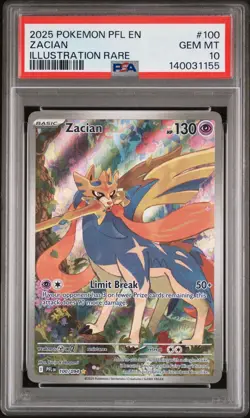 2025 POKEMON PFL EN-PHANTASMAL FLAMES ILLUSTRATION RARE #100 ZACIAN PSA 10 - Image 1