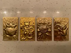 Set Of 4 23K Gold Plated Pokemon Cards Vintage 1999 Nintendo Burger King - Image 1