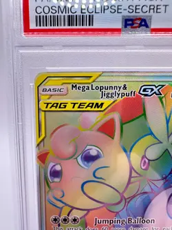 2019 Pokemon S&M Cosmic Eclipse Mega Lopunny & Jigglypuff GX #261 | PSA 10 GM MT - Image 2