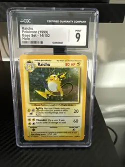 Raichu #14/102 Holo Rare 1999 Pokemon Base Set Unlimited WOTC CGC 9 Mint - Image 1